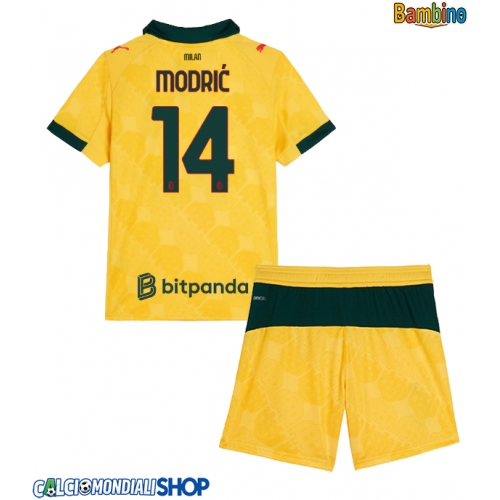 Maglie da calcio AC Milan Luka Modric #14 Terza Maglia Bambino 2025-26 Manica Corta + Pantaloni corti)